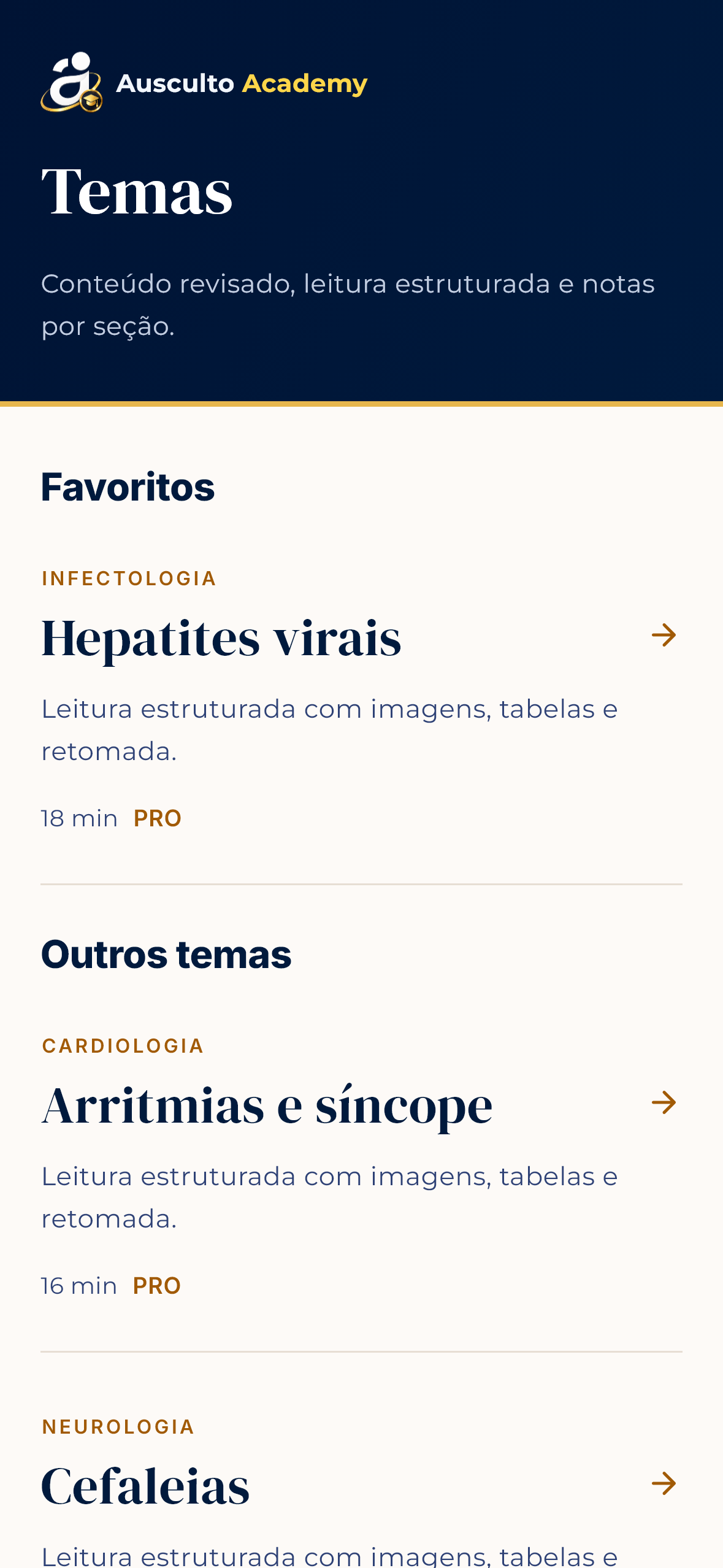 Encontre seus temas no Ausculto