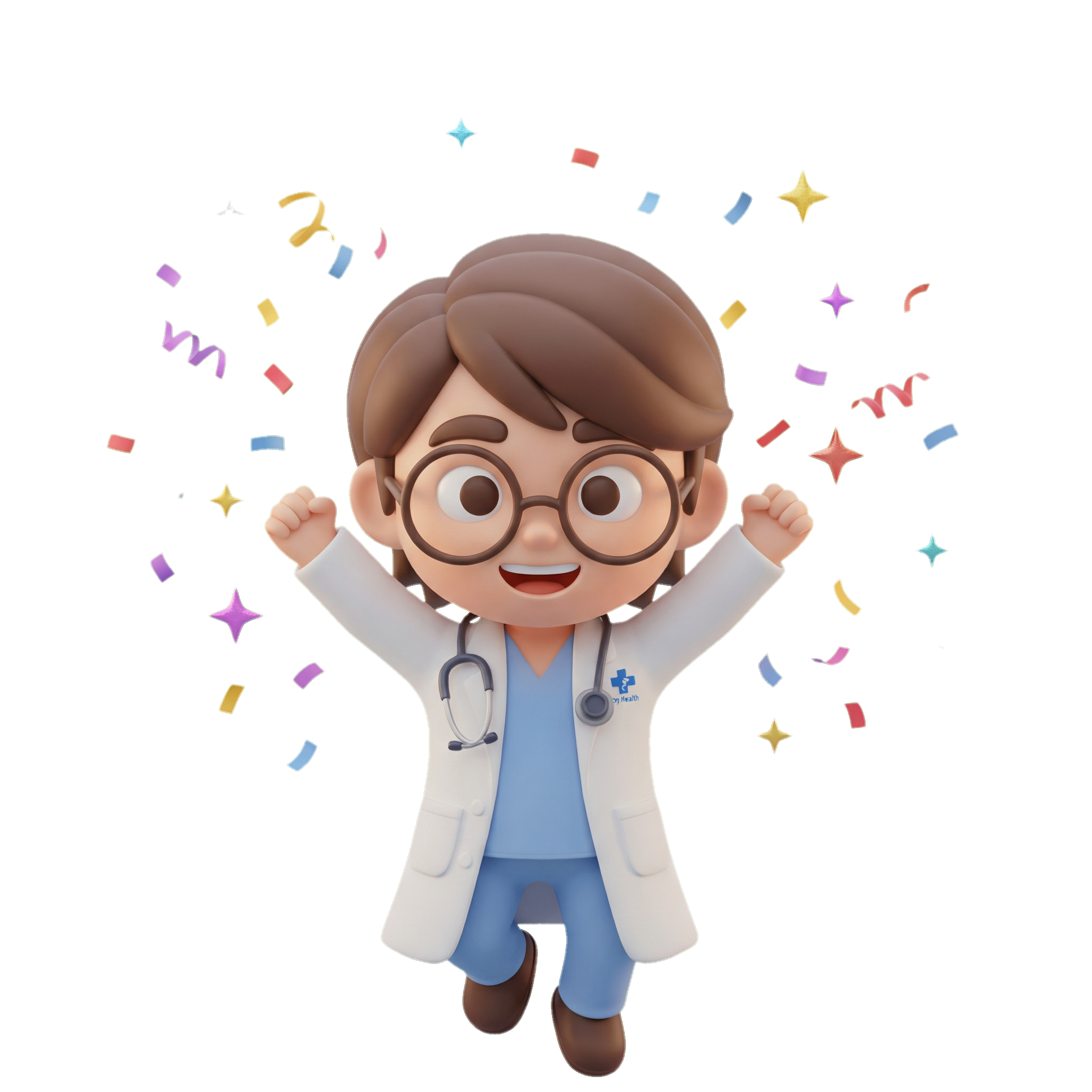 Mascote Ausculto comemorando