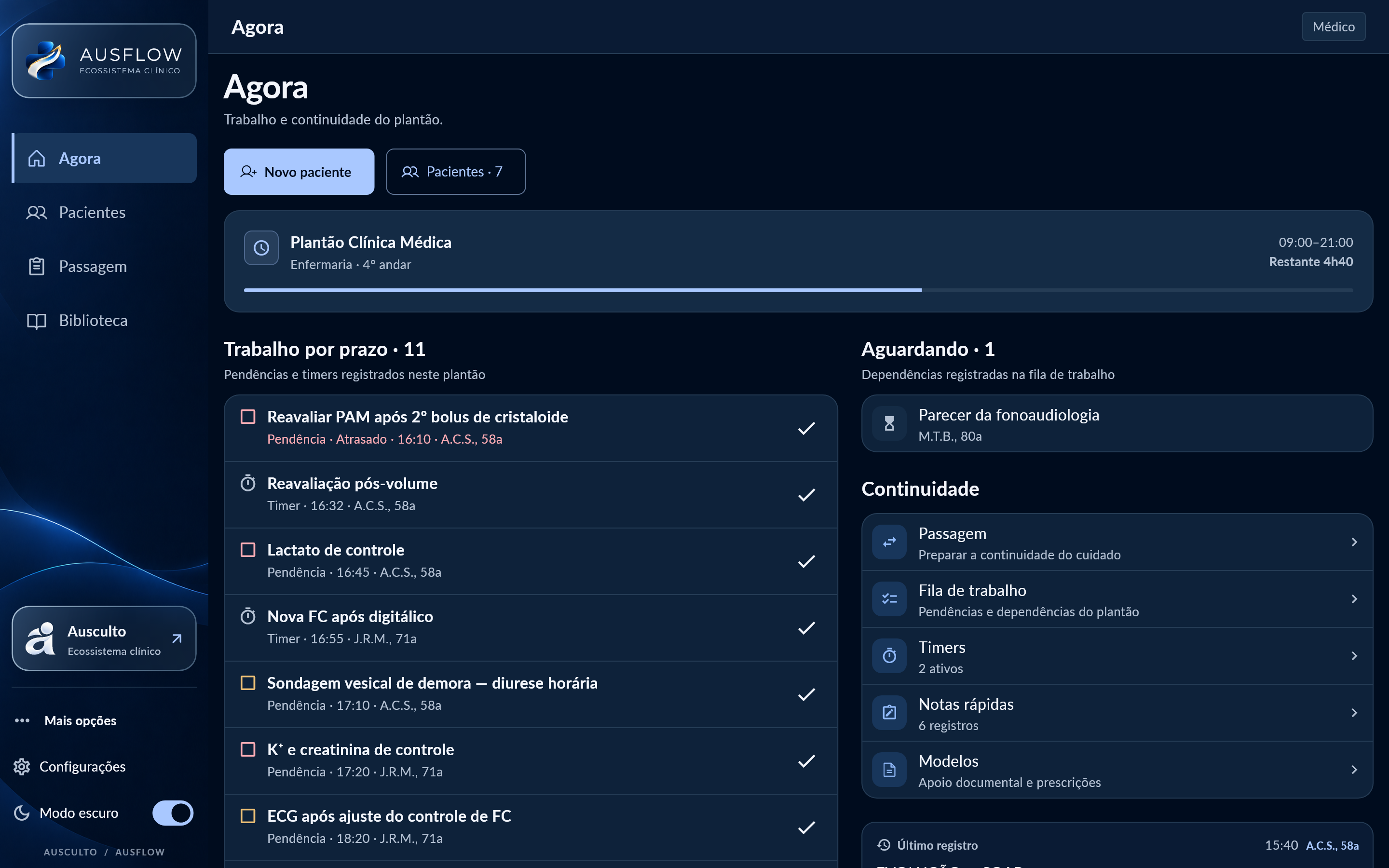 AusFlow : Visão Agora, dados de demonstração
